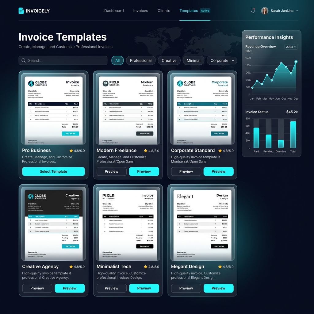 Nobevra precision invoicing with 180+ premium templates
